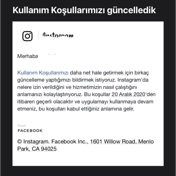 İnstagramdan böyle bir e-posta aldım ama anlamadım?