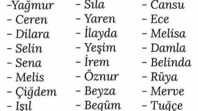 Acaba isim listesinde seninde ismin  var mı? Bahsedildiği kadar sende güzel misin?