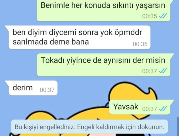 Flörtüm bunları dedi haksız mıyım engellemekte?