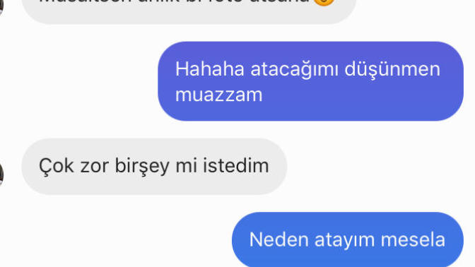 2 gündür konuştuğum çocuk anlık fotoğraf istedi tepkimi ekran görüntüsü olarak koydum. iyi yapmış mıyım?
