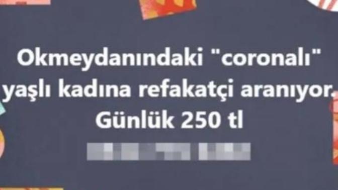 Korona hastasına "Refakatçi" aranıyor! Siz Ücretle korona hastasına refakatçi olur musunuz?