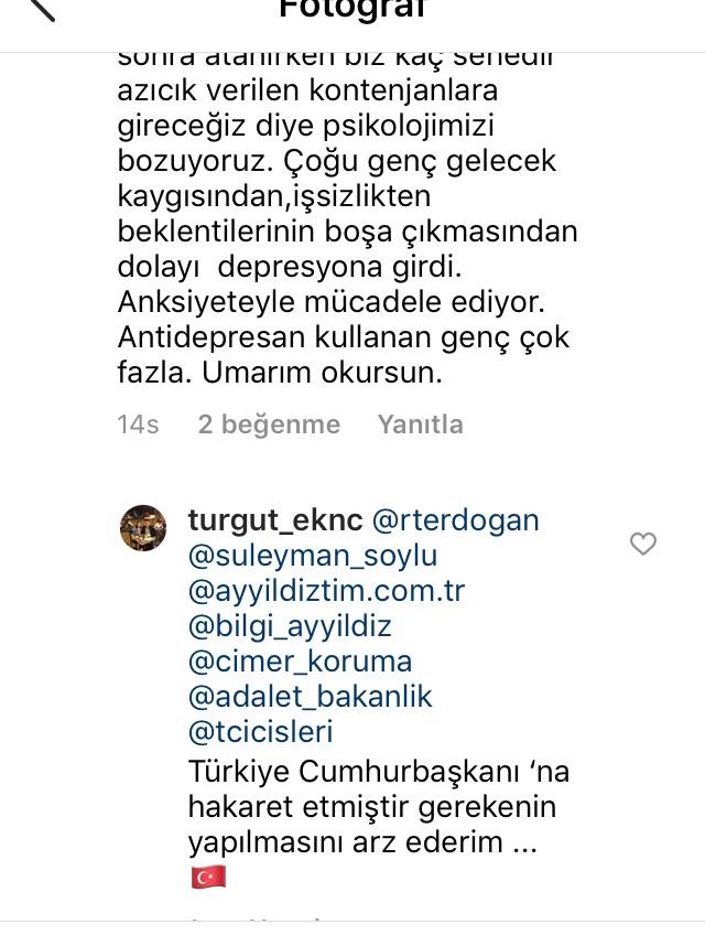 Bu yorumun neresinde Cumhurbaşkanına hakaret var? Okuyun iftiranın şerefsizliğin bu kadarı?