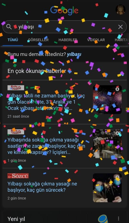 Google a Yıl başı yazmayı denediniz mi hiç?