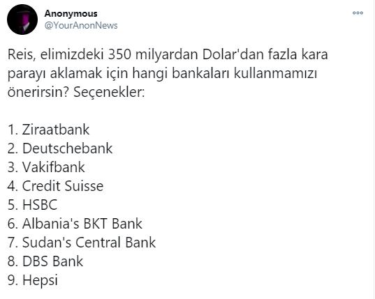 Hacker grubu Anonymous Erdoğanı hedef aldı, Türkiyenin 350 Milyar doları nereye gitti diye sordu. Doğruluk payı var mıdır sizce?