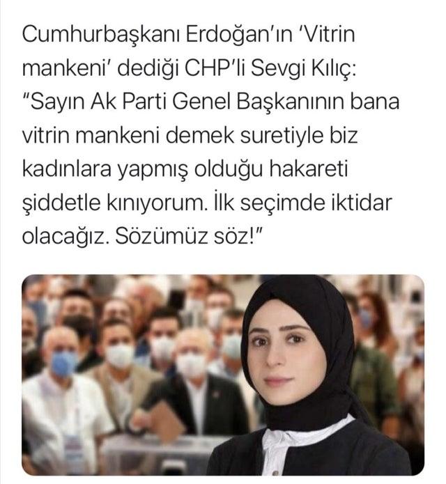 Erdoganin Vitrin Mankeni deyip hakaret ettigi Türbanli CHPliden cevap geldi?