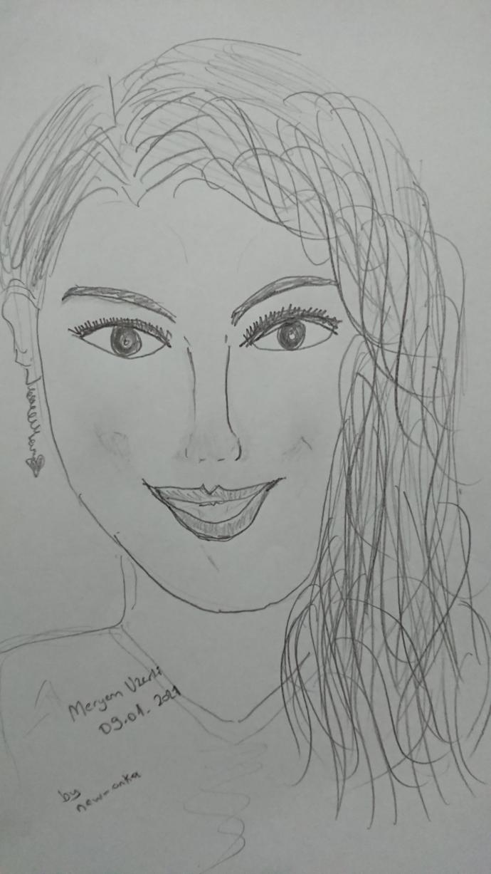 Meryem uzerli kara kalem çalışmam