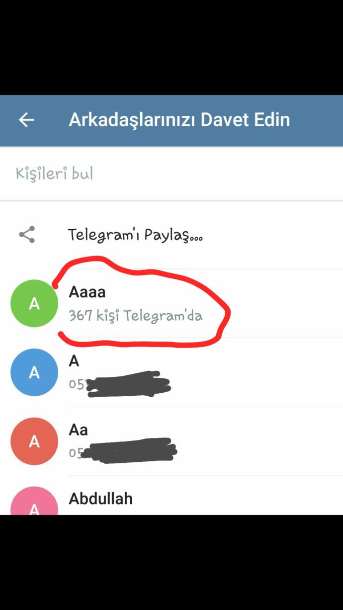 Telegramda arkadaş davet etme sayfasında herkes numarasıyla çıkarken bu niye böyle çıkıyo?