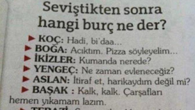 Seviştikten sonra hangi burç ne der?