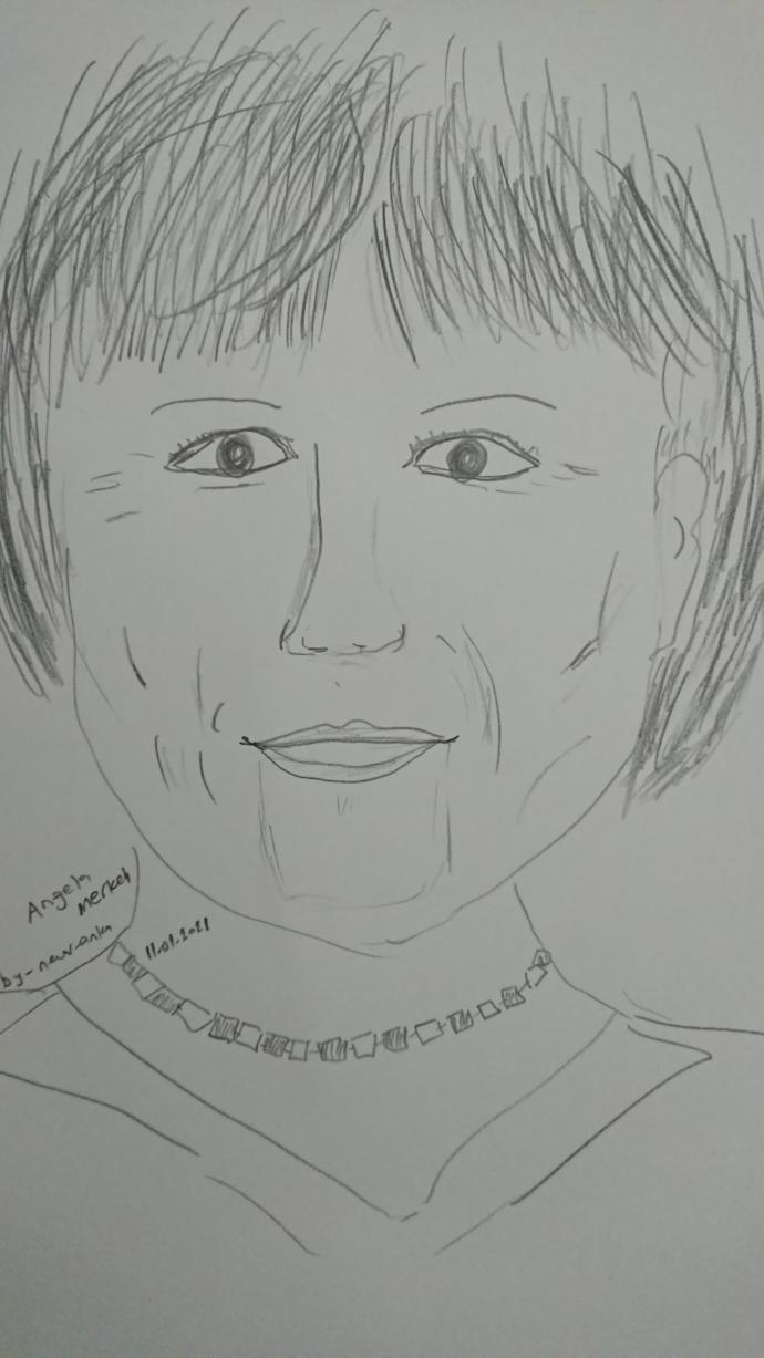 Angela Merkel kara kalem çalışmam