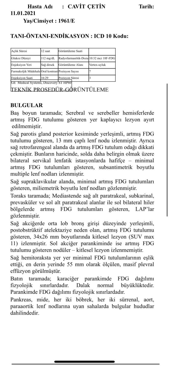 PET raporundan anlayan  var mı ?