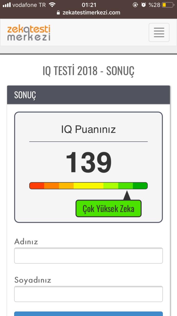 Bu teste göre iqnüz kaç?