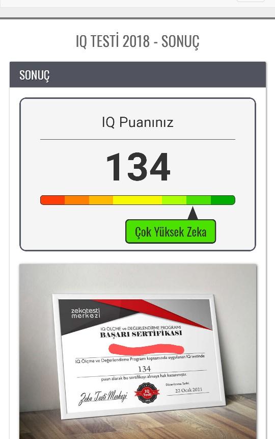 Bu teste göre iqnüz kaç?