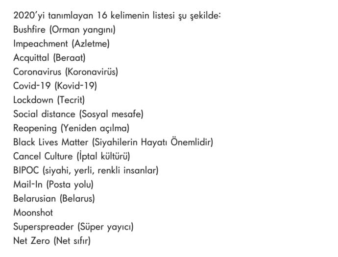 2020 yi tek kelimeyle anlatamayan Oxford Sözlüğü 16 kelimeyle tanımlamış. Sizin 2020 için tek kelimelik anlatımınız ne olurdu?