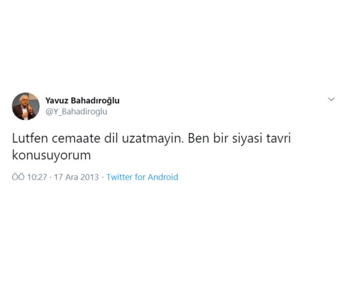 Yavuz Bahadıroğluna ne demek istersiniz?