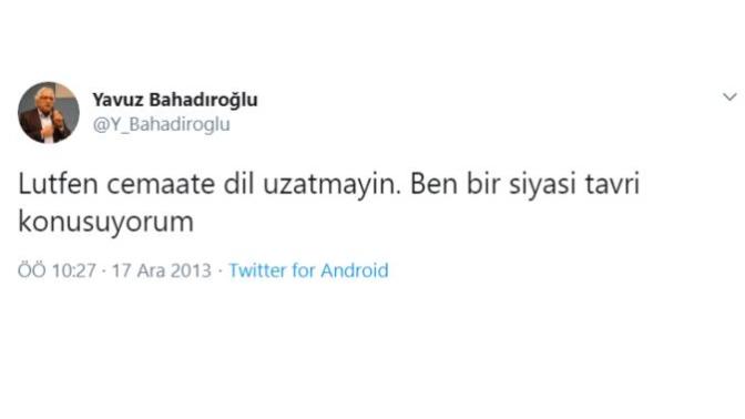 Yavuz Bahadıroğlu'na ne demek istersiniz?