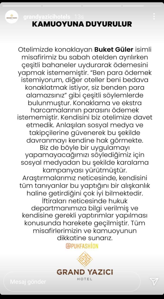 Ücretsiz konaklamak isteyen Influencer, kabul edilmeyince karalama çalışması yapmış. Ne düşünüyorsunuz?
