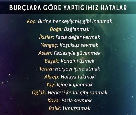 Burçlara göre yaptığımız hatalar neler?
