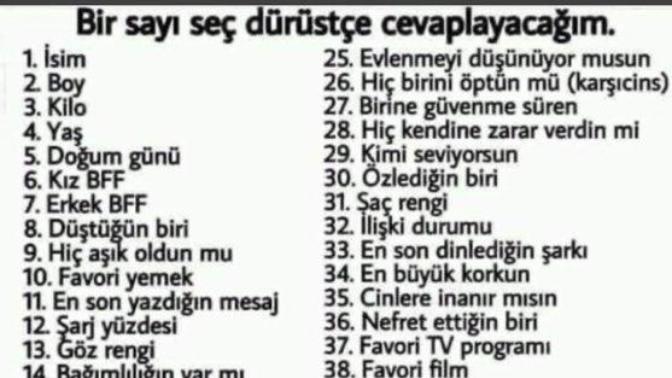 Bir sayı seç dürüstçe cevaplayım. Sizce dürüst olur muyum?