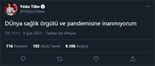Yıldız Tilbeden koronavirüsle ilgili paylaşım! Dünya Sağlık Örgütü ve pandemisine inanmıyorum dedi, haklı mı?