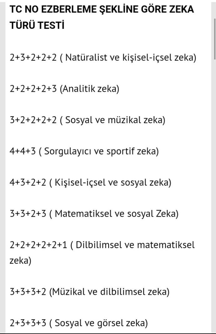 TC kimlik no ezberleme şeklinin zeka türünü belirlediği iddia ediliyor. Siz nasıl ezberlediniz?