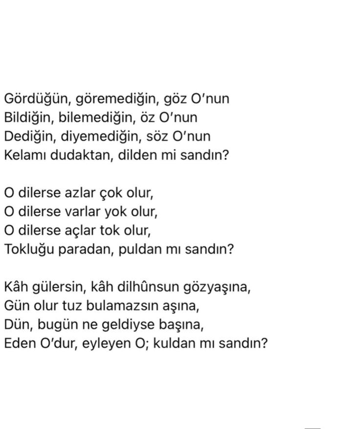 En Sevdiğin söz/şiirler nedir?
