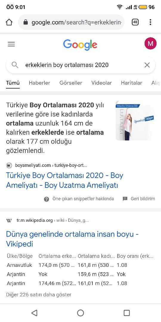 Türkiye erkek boy ortalaması kaç 🤔?