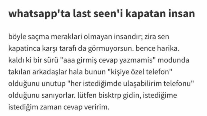 Mesajların görüldü bilgisini (mavi tiki) kapatan insan huzur mu istiyordur, sinsi midir?