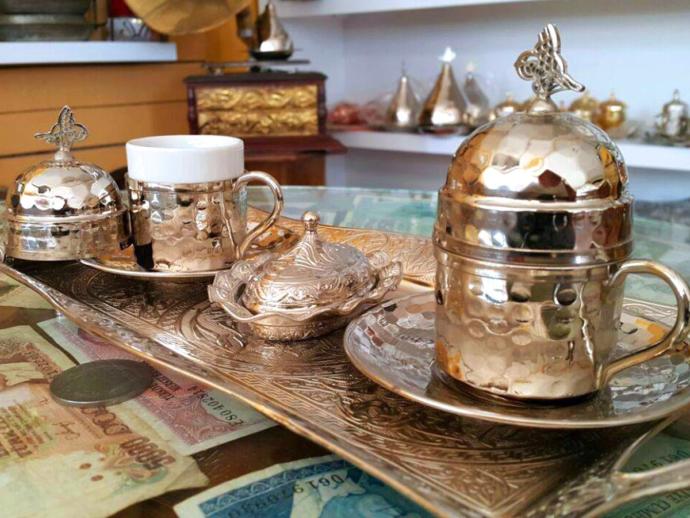 bakır kahve takımı