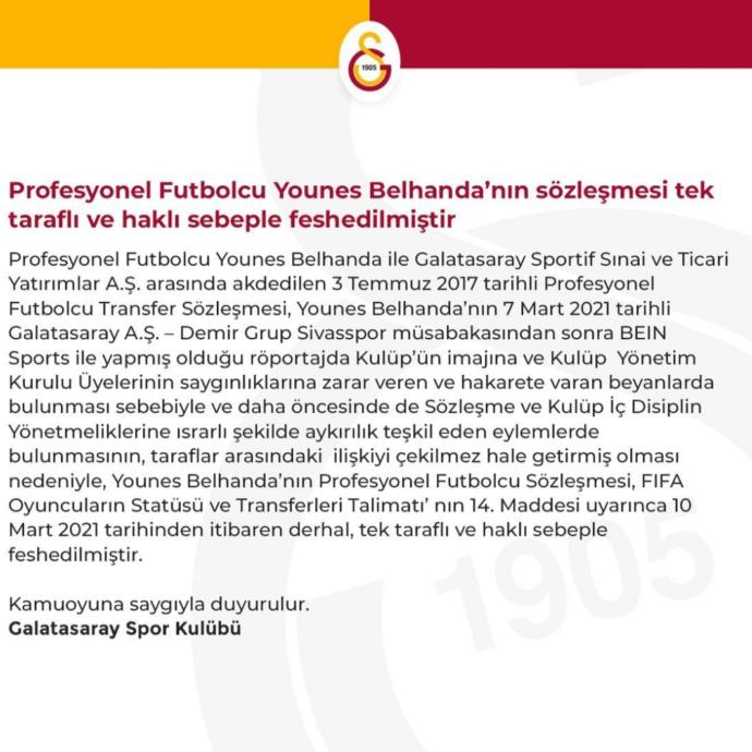 Belhanda, yaptığı açıklamalar nedeniyle sözleşmesi tek taraflı feshedildi! Sizce hak etti mi?