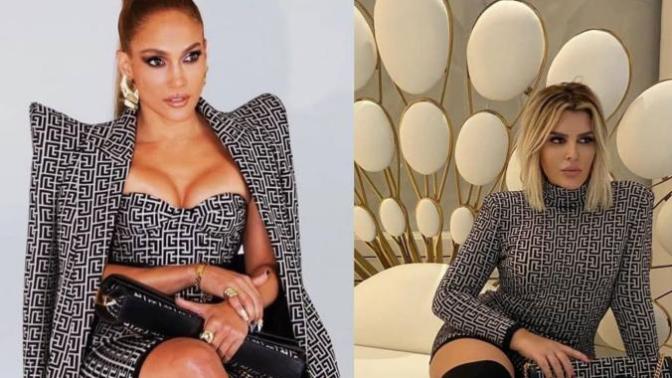 Selin Ciğerci, Jennifer Lopez'den neyim eksik dedi paylaştı. Sizce kıyafet hangisine gitmiş?