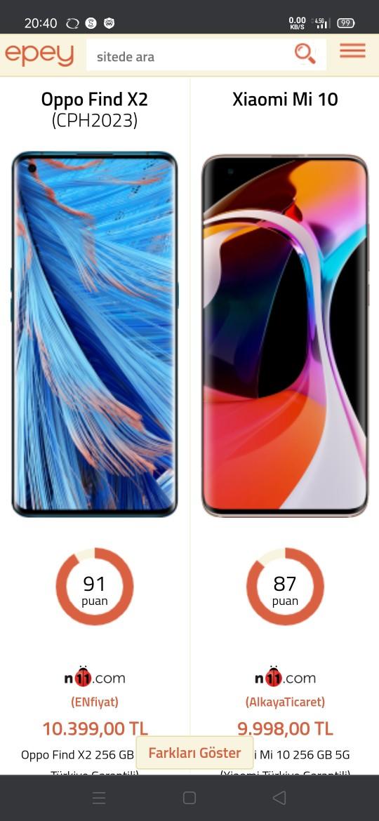 Oppo find x2 mi yoksa Xiaomi mi 10 mu?