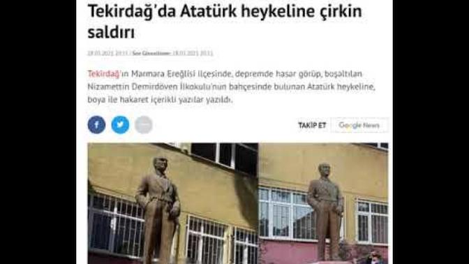 Tekirdağ'da Atatürk heykeline çirkin saldırı. Duydunuz mu?