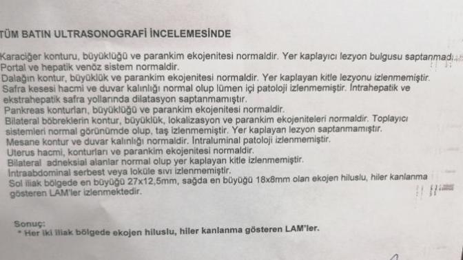 Ultrason raporumu yorumlayabilecek var mı?
