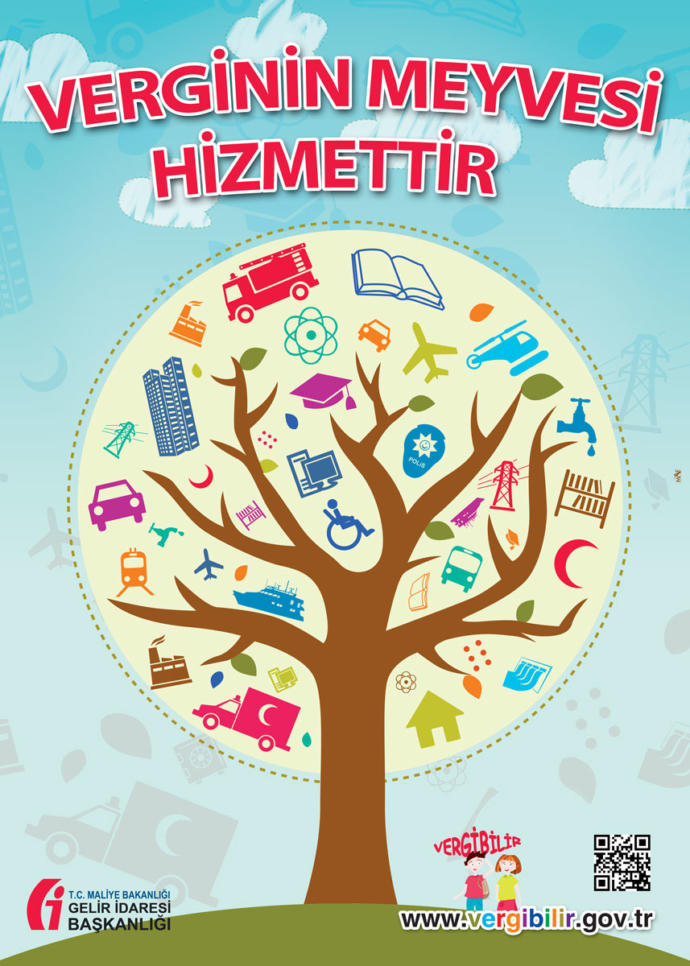 Maliye Bakanlığının çocuklara yönelik hazırladığı afiş.