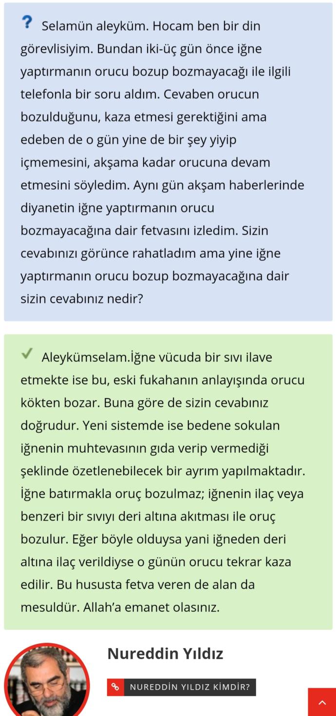 Görüşüm Nurettin hoca ile aynı