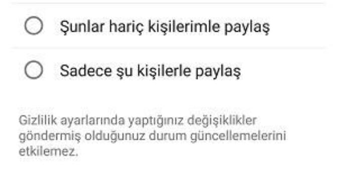 Hiç kişiye özel wp durumu paylaştınız mı?