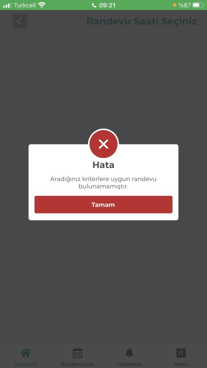 MHRS uygulaması randevu alamıyorum?