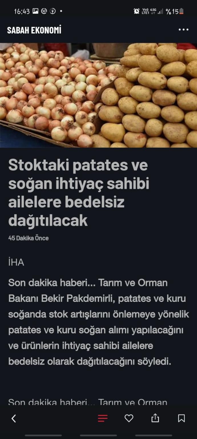 Devletten bedava patates, soğan! Alır mısınız?
