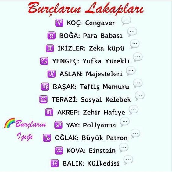 Burçların lakapları nelerdir?
