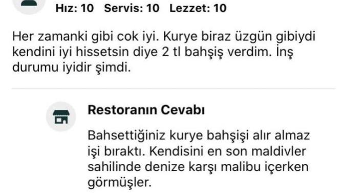 Kuryelere kaç TL bahşiş verirsiniz?