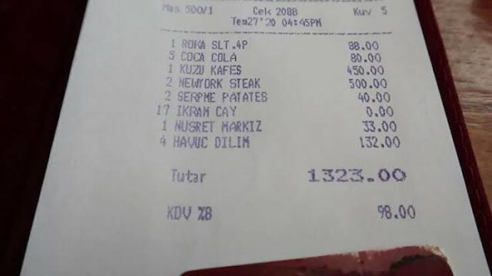 Dışarıda yemek yedikten sonra ödediğiniz en yüksek hesap ne kadardı?