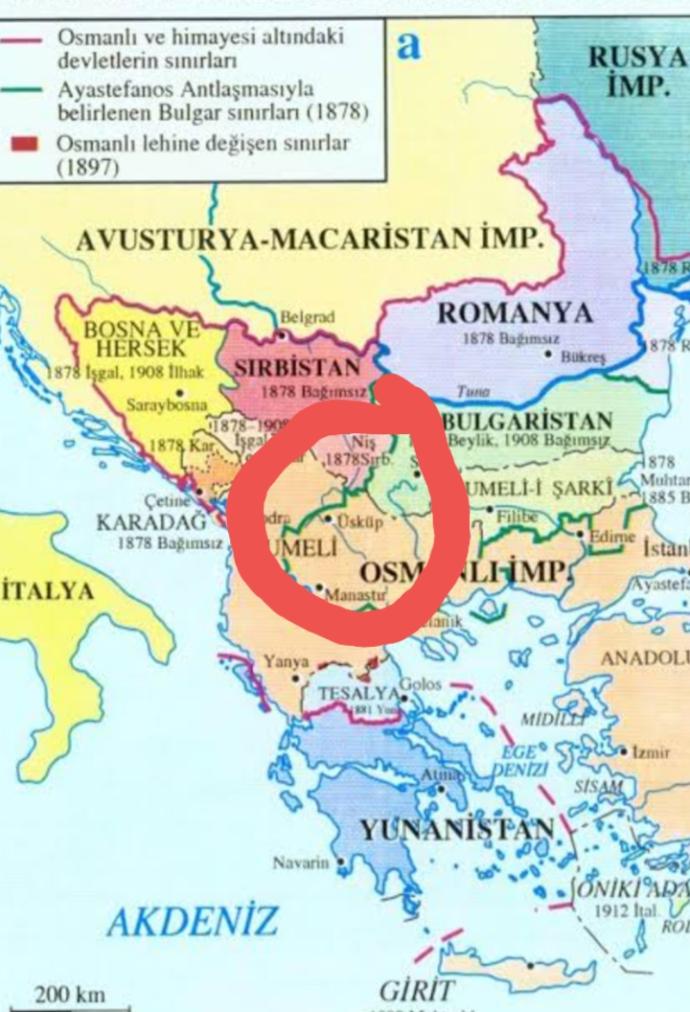 Makedonya Üsküplüyüm işaretlediğim yer atalarım Yunan Bulgar ve Sırplarla yaşamış AVRUPALIYIM ama sonra bizi niye attılar?