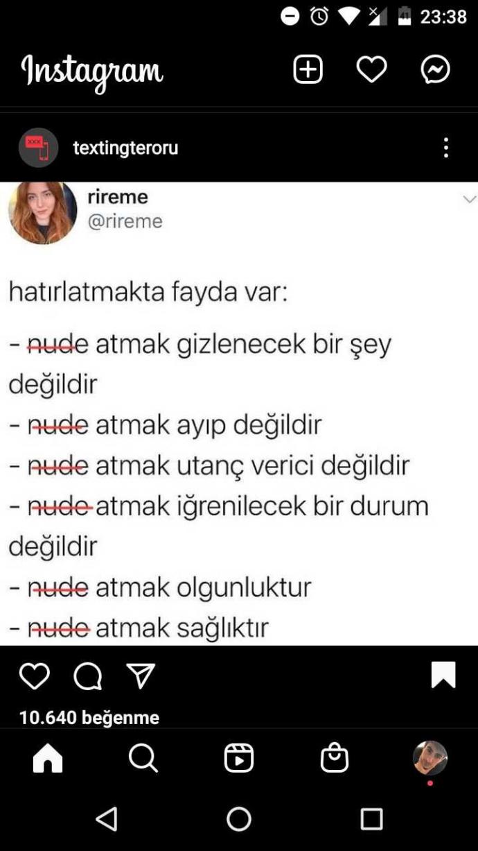Ben hiç nude atmadım diyen var mı aranızda?