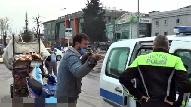 kağıt toplaycısı babaya para cezası kesildi.
