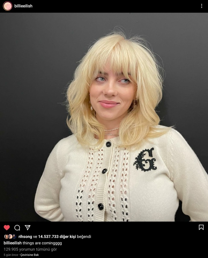 Billie Eilishin yeni saç pozu mizahşörlerin avı oldu! Billie Eilishi hangi saç rengiyle seviyordunuz?