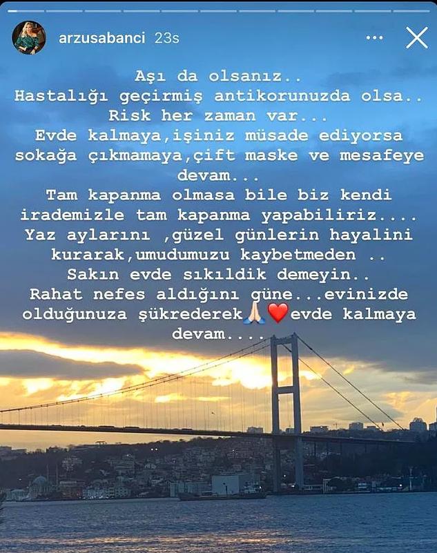 Arzu Sabancı boğaz manzaralı yalısından evde kal çağrısı yaptı. Evde kalmak bizim elimizde mi?