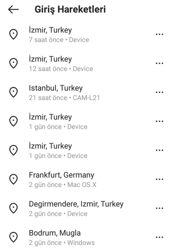 Arkadaşlar Instagramdan anlayan varsa bakabilir mi hesabımı birileri mi kullanıyor?