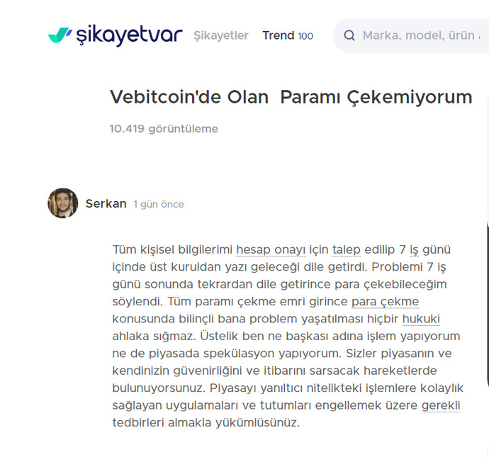 Müşterileri 7 gündür para çekemediklerini söylüyor.