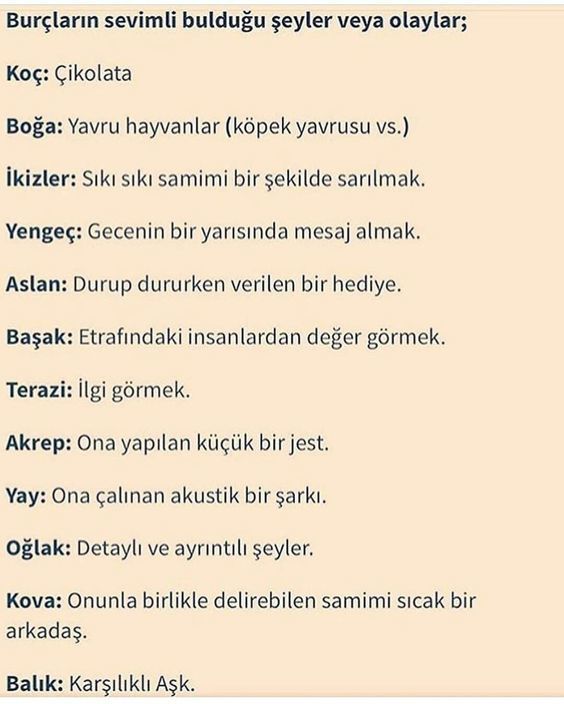 Burçların sevimli bulduğu şeyler ve ya olaylar nelerdir?