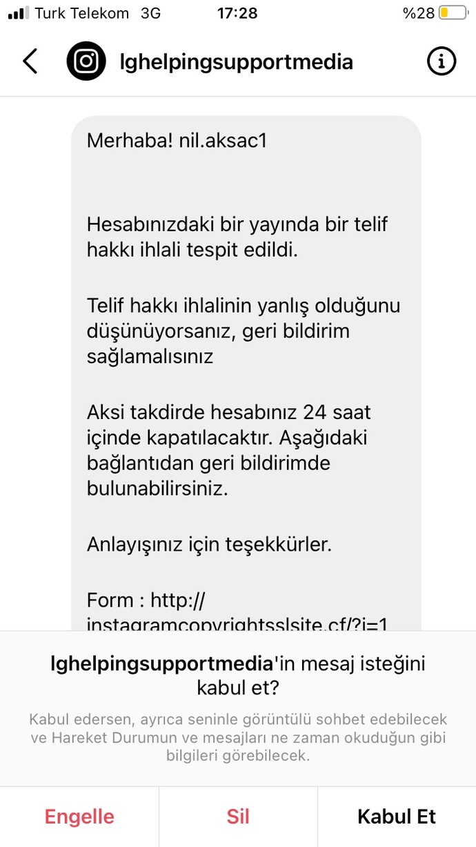 Sosyal medyadan böyle bir mesaj gelmiş sizce nedir bu?